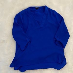 Express 3/4 sleeve blue v neck